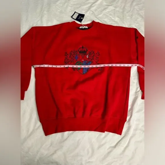 Vintage 80s 90s Pringle Sports Red Crest Sweatshirt Hong Kong Unisex NWT Sz L - Picture 7 of 10